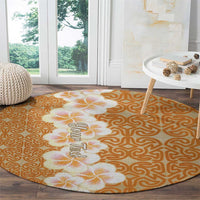 Personalised Tufi Tapa and Tattoo Festival Round Carpet Oro Tapa Cloth With Plumeria - Polynesian Pride