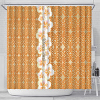 Personalised Tufi Tapa and Tattoo Festival Shower Curtain Oro Tapa Cloth With Plumeria - Polynesian Pride
