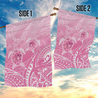Personalised Polynesia Breast Cancer Awareness Garden Flag No One Fights Alone Turtle Ribbon - Pink Version LT14 - Polynesian Pride
