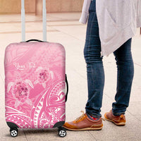 Personalised Polynesia Breast Cancer Awareness Luggage Cover No One Fights Alone Turtle Ribbon - Pink Version LT14 Pink - Polynesian Pride