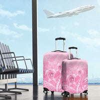 Personalised Polynesia Breast Cancer Awareness Luggage Cover No One Fights Alone Turtle Ribbon - Pink Version LT14 - Polynesian Pride