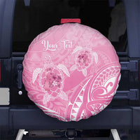 Personalised Polynesia Breast Cancer Awareness Spare Tire Cover No One Fights Alone Turtle Ribbon - Pink Version LT14 - Polynesian Pride