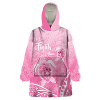 Personalised Polynesia Breast Cancer Awareness Wearable Blanket Hoodie No One Fights Alone Turtle Ribbon - Pink Version LT14 One Size Pink - Polynesian Pride