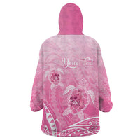 Personalised Polynesia Breast Cancer Awareness Wearable Blanket Hoodie No One Fights Alone Turtle Ribbon - Pink Version LT14 - Polynesian Pride