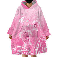 Personalised Polynesia Breast Cancer Awareness Wearable Blanket Hoodie No One Fights Alone Turtle Ribbon - Pink Version LT14 - Polynesian Pride