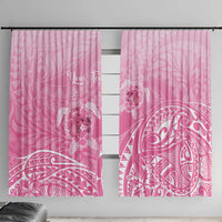 Personalised Polynesia Breast Cancer Awareness Window Curtain No One Fights Alone Turtle Ribbon - Pink Version LT14 With Hooks Pink - Polynesian Pride