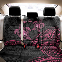 Personalised Polynesia Breast Cancer Awareness Back Car Seat Cover No One Fights Alone Turtle Ribbon - Black Version