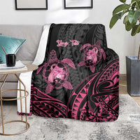 Personalised Polynesia Breast Cancer Awareness Blanket No One Fights Alone Turtle Ribbon - Black Version LT14 - Polynesian Pride