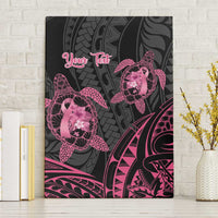 Personalised Polynesia Breast Cancer Awareness Canvas Wall Art No One Fights Alone Turtle Ribbon - Black Version LT14 Without Frame Black - Polynesian Pride