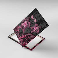 Personalised Polynesia Breast Cancer Awareness Canvas Wall Art No One Fights Alone Turtle Ribbon - Black Version LT14 With Frame Black - Polynesian Pride