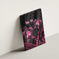 Personalised Polynesia Breast Cancer Awareness Canvas Wall Art No One Fights Alone Turtle Ribbon - Black Version LT14 - Polynesian Pride