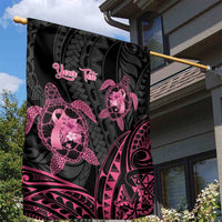 Personalised Polynesia Breast Cancer Awareness Garden Flag No One Fights Alone Turtle Ribbon - Black Version LT14 - Polynesian Pride