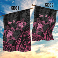 Personalised Polynesia Breast Cancer Awareness Garden Flag No One Fights Alone Turtle Ribbon - Black Version LT14 - Polynesian Pride
