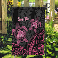 Personalised Polynesia Breast Cancer Awareness Garden Flag No One Fights Alone Turtle Ribbon - Black Version LT14 Garden Flag Black - Polynesian Pride