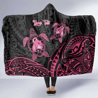 Personalised Polynesia Breast Cancer Awareness Hooded Blanket No One Fights Alone Turtle Ribbon - Black Version LT14 One Size Black - Polynesian Pride