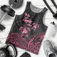 Personalised Polynesia Breast Cancer Awareness Men Tank Top No One Fights Alone Turtle Ribbon - Black Version LT14 - Polynesian Pride