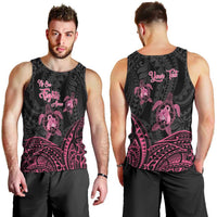 Personalised Polynesia Breast Cancer Awareness Men Tank Top No One Fights Alone Turtle Ribbon - Black Version LT14 - Polynesian Pride