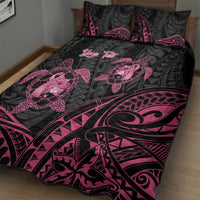 Personalised Polynesia Breast Cancer Awareness Quilt Bed Set No One Fights Alone Turtle Ribbon - Black Version LT14 - Polynesian Pride