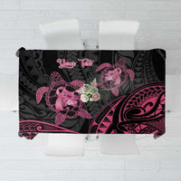 Personalised Polynesia Breast Cancer Awareness Tablecloth No One Fights Alone Turtle Ribbon - Black Version LT14 Black - Polynesian Pride