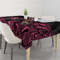 Personalised Polynesia Breast Cancer Awareness Tablecloth No One Fights Alone Turtle Ribbon - Black Version LT14 - Polynesian Pride