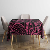 Personalised Polynesia Breast Cancer Awareness Tablecloth No One Fights Alone Turtle Ribbon - Black Version LT14 - Polynesian Pride
