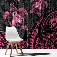 Personalised Polynesia Breast Cancer Awareness Window Curtain No One Fights Alone Turtle Ribbon - Black Version LT14 - Polynesian Pride