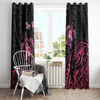 Personalised Polynesia Breast Cancer Awareness Window Curtain No One Fights Alone Turtle Ribbon - Black Version LT14 - Polynesian Pride
