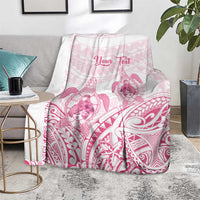 Personalised Polynesia Breast Cancer Awareness Blanket No One Fights Alone Turtle Ribbon - White Version LT14 - Polynesian Pride