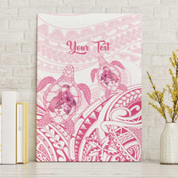 Personalised Polynesia Breast Cancer Awareness Canvas Wall Art No One Fights Alone Turtle Ribbon - White Version LT14 Without Frame White - Polynesian Pride