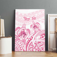 Personalised Polynesia Breast Cancer Awareness Canvas Wall Art No One Fights Alone Turtle Ribbon - White Version LT14 - Polynesian Pride