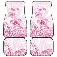 Personalised Polynesia Breast Cancer Awareness Car Mats No One Fights Alone Turtle Ribbon - White Version LT14 - Polynesian Pride