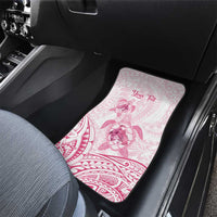 Personalised Polynesia Breast Cancer Awareness Car Mats No One Fights Alone Turtle Ribbon - White Version LT14 - Polynesian Pride