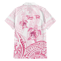 Personalised Polynesia Breast Cancer Awareness Family Matching Long Sleeve Bodycon Dress and Hawaiian Shirt No One Fights Alone Turtle Ribbon - White Version LT14 - Polynesian Pride