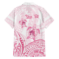 Personalised Polynesia Breast Cancer Awareness Family Matching Off Shoulder Short Dress and Hawaiian Shirt No One Fights Alone Turtle Ribbon - White Version LT14 - Polynesian Pride
