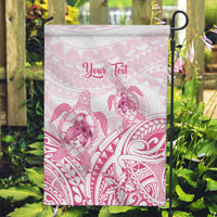 Personalised Polynesia Breast Cancer Awareness Garden Flag No One Fights Alone Turtle Ribbon - White Version LT14 Garden Flag White - Polynesian Pride