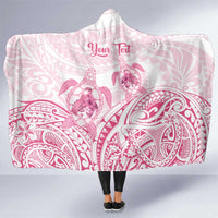 Personalised Polynesia Breast Cancer Awareness Hooded Blanket No One Fights Alone Turtle Ribbon - White Version LT14 One Size White - Polynesian Pride
