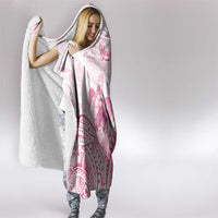 Personalised Polynesia Breast Cancer Awareness Hooded Blanket No One Fights Alone Turtle Ribbon - White Version LT14 - Polynesian Pride