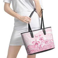 Personalised Polynesia Breast Cancer Awareness Leather Tote Bag No One Fights Alone Turtle Ribbon - White Version LT14 - Polynesian Pride