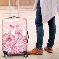 Personalised Polynesia Breast Cancer Awareness Luggage Cover No One Fights Alone Turtle Ribbon - White Version LT14 White - Polynesian Pride