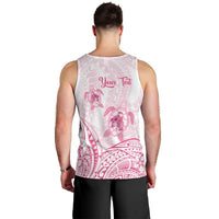 Personalised Polynesia Breast Cancer Awareness Men Tank Top No One Fights Alone Turtle Ribbon - White Version LT14 - Polynesian Pride