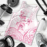 Personalised Polynesia Breast Cancer Awareness Men Tank Top No One Fights Alone Turtle Ribbon - White Version LT14 - Polynesian Pride