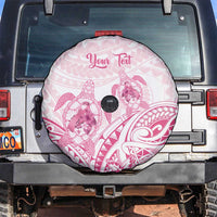 Personalised Polynesia Breast Cancer Awareness Spare Tire Cover No One Fights Alone Turtle Ribbon - White Version LT14 White - Polynesian Pride