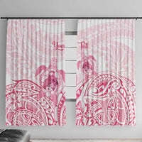 Personalised Polynesia Breast Cancer Awareness Window Curtain No One Fights Alone Turtle Ribbon - White Version LT14 With Hooks White - Polynesian Pride