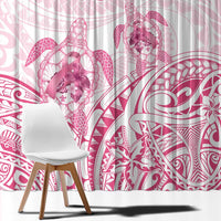 Personalised Polynesia Breast Cancer Awareness Window Curtain No One Fights Alone Turtle Ribbon - White Version LT14 - Polynesian Pride