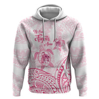 Personalised Polynesia Breast Cancer Awareness Zip Hoodie No One Fights Alone Turtle Ribbon - White Version LT14 Pullover Hoodie White - Polynesian Pride