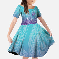 Polynesia Suicide Prevention Month Family Matching Off Shoulder Maxi Dress and Hawaiian Shirt Butterfly Purple And Teal Ribbon Tomorrow Needs You LT14 Daughter's Dress Teal - Polynesian Pride