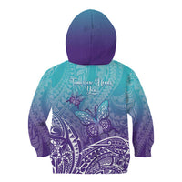 Polynesia Suicide Prevention Month Kid Hoodie Butterfly Purple And Teal Ribbon Tomorrow Needs You
