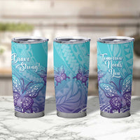 Polynesia Suicide Prevention Month Tumbler Cup Butterfly Purple And Teal Ribbon Tomorrow Needs You