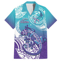 Personalised New Zealand Suicide Prevention Month Family Matching Off Shoulder Maxi Dress and Hawaiian Shirt You Matter NZ Fern With Maori Koru Lizard