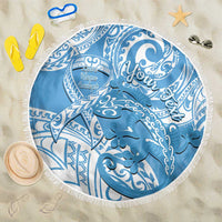 Personalised New Zealand Autism Awareness Beach Blanket NZ Fern With Maori Koru Lizard LT14 One Size 150cm Blue - Polynesian Pride